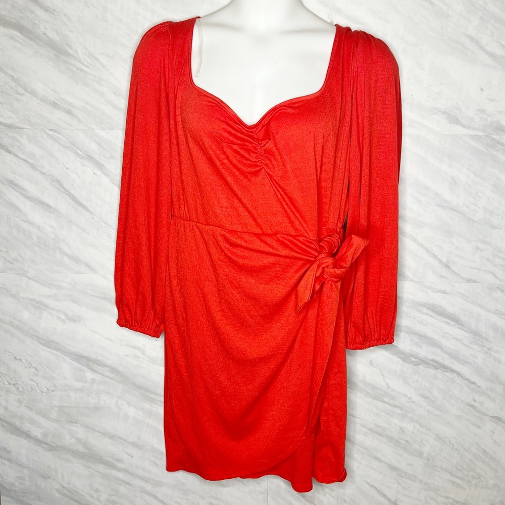 Ava & Viv Faux Wrap Red Dress XXL & 4X